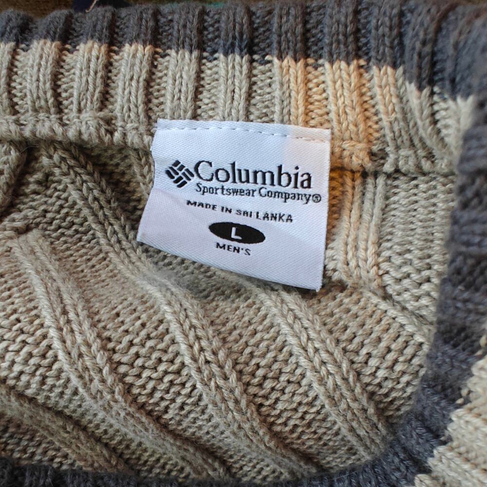 Columbia Men’s Crewneck Ribbed Knit Sweater Neutral Beige Size L View 4